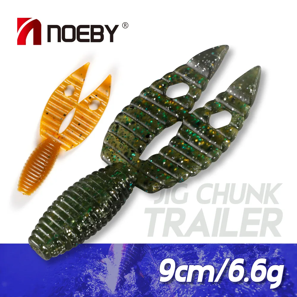 Noeby Chuck Trailers Soft Lure 90mm 6.6g ​Silicone Worm Bait Artificial Soft Lure Swimbait Crankbait for Bass FIshing Lure