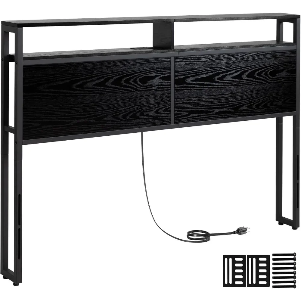 

Headboard Queen Size, Queen Headboard with Charging Station, Queen with 2 Tier Storage for Bedroom, Adjustable Height