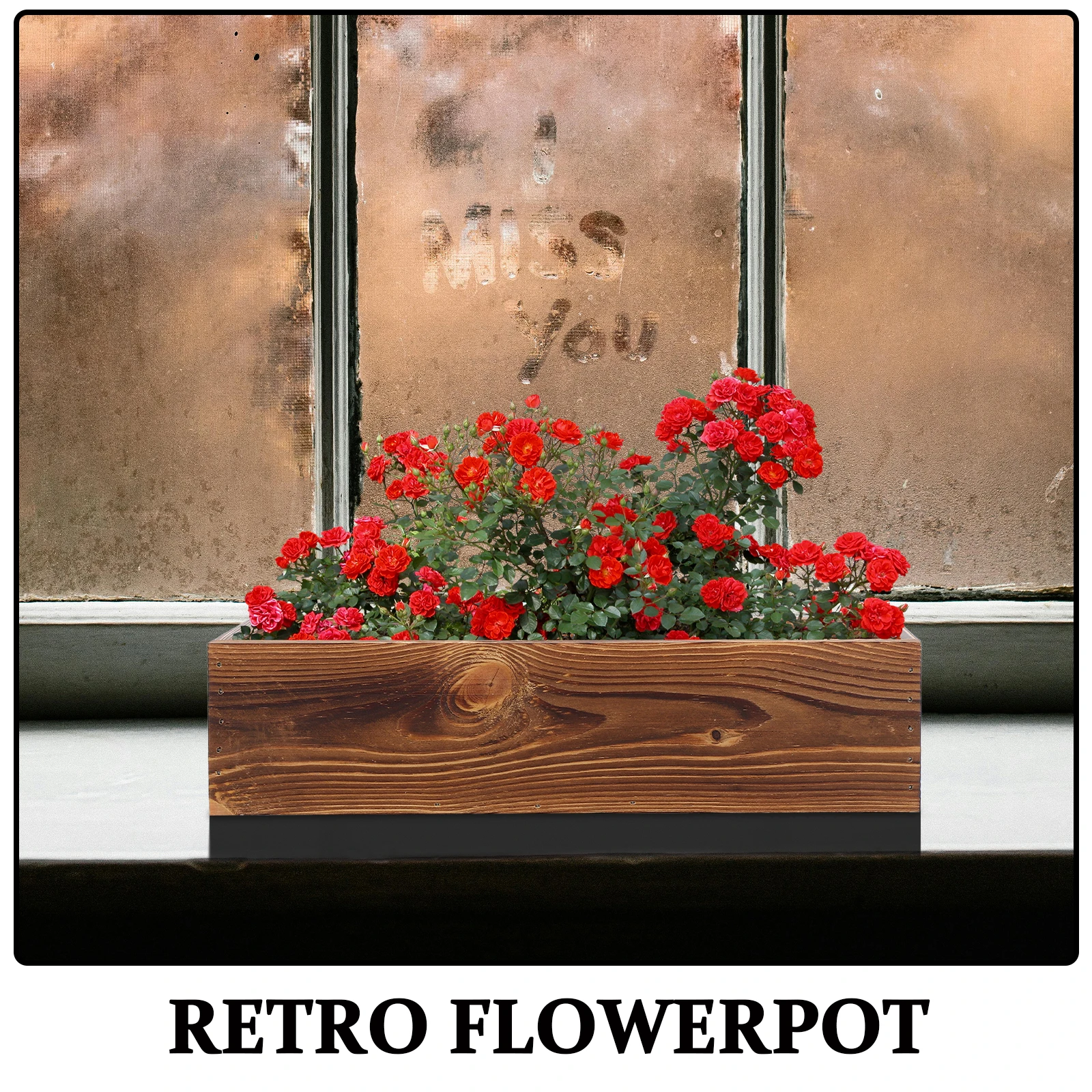 Antiseptic Wood Flower Box Compact Pot Tree Trunk Flowerpot Succulent Plant Container Long-lasting Window Wooden Hanging Boxes
