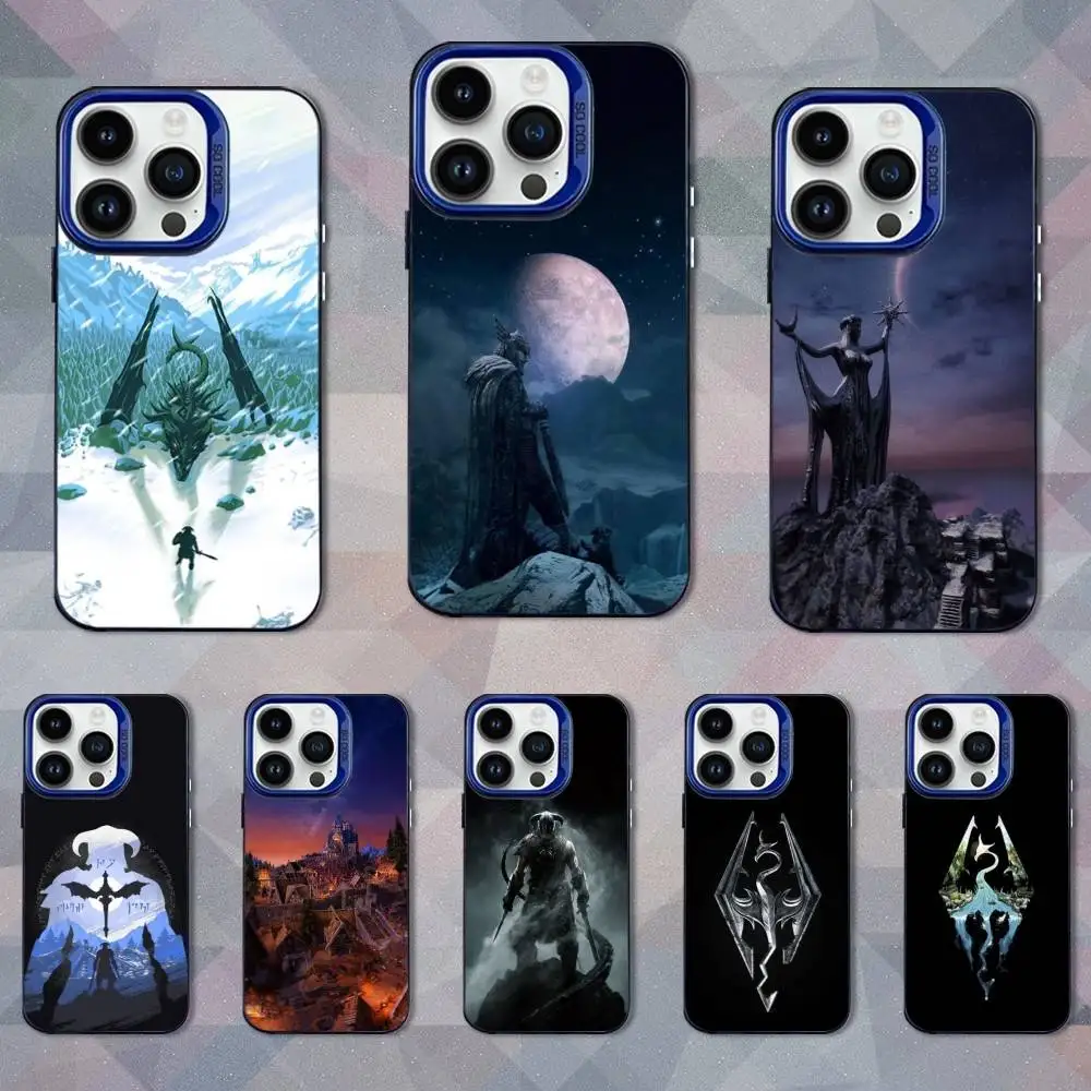 

Game S-Skyrim-ES Hot Phone Case For iPhone 16,15,14,13,12,11,Mini,Pro,SE,MAX Blue Matte Silicone Cover