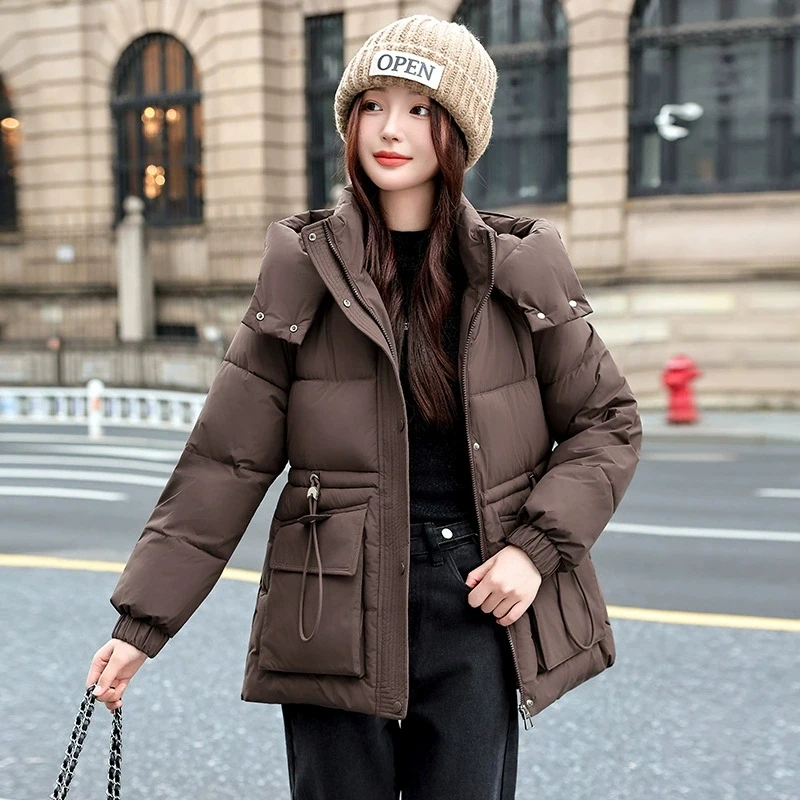 2025, mode Lose Winter Jacke Frauen Parkas Mit Kapuze Mid Lange Unten Baumwolle Mantel Lässig Warme Parkas Weibliche Schnee Outwear Mantel