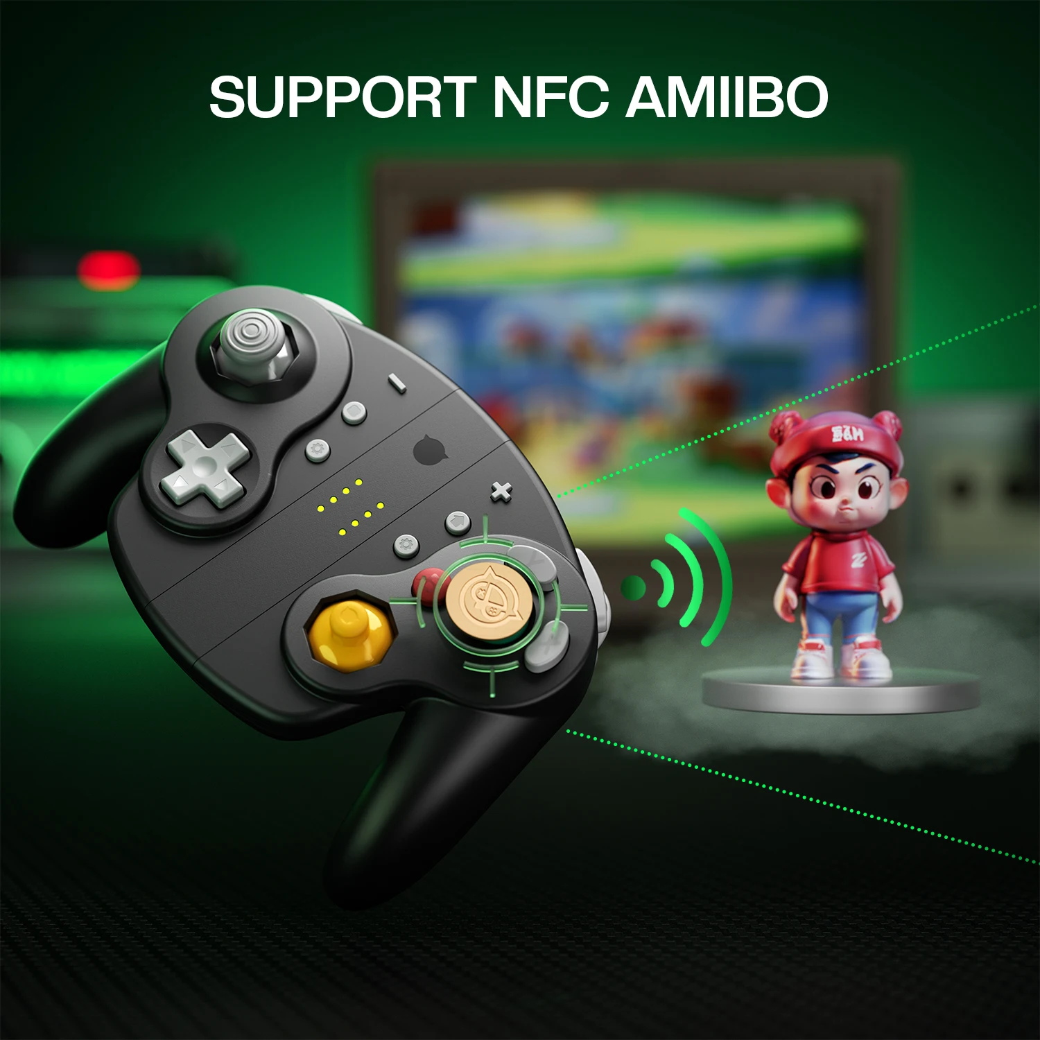 وحدة تحكم ألعاب NYXI Wizard 2 لنينتندو سويتش 2، NGC، NFC، مشغل مزدوج، اهتزاز، موديل أسود #3