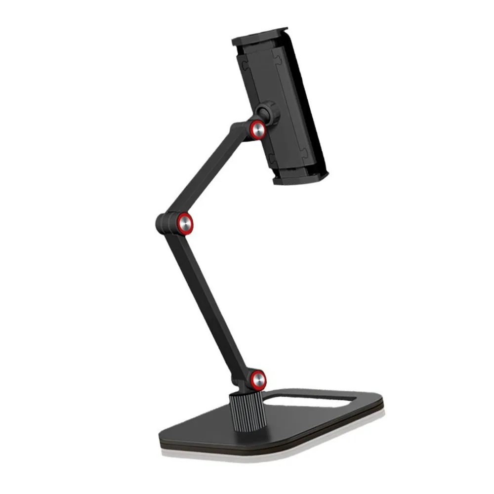 Black Black Dual-Arm Basic Aluminum Tablet Stand Base 14 * 16cm 360° Rotatable Foldable Desktop Phone Holder