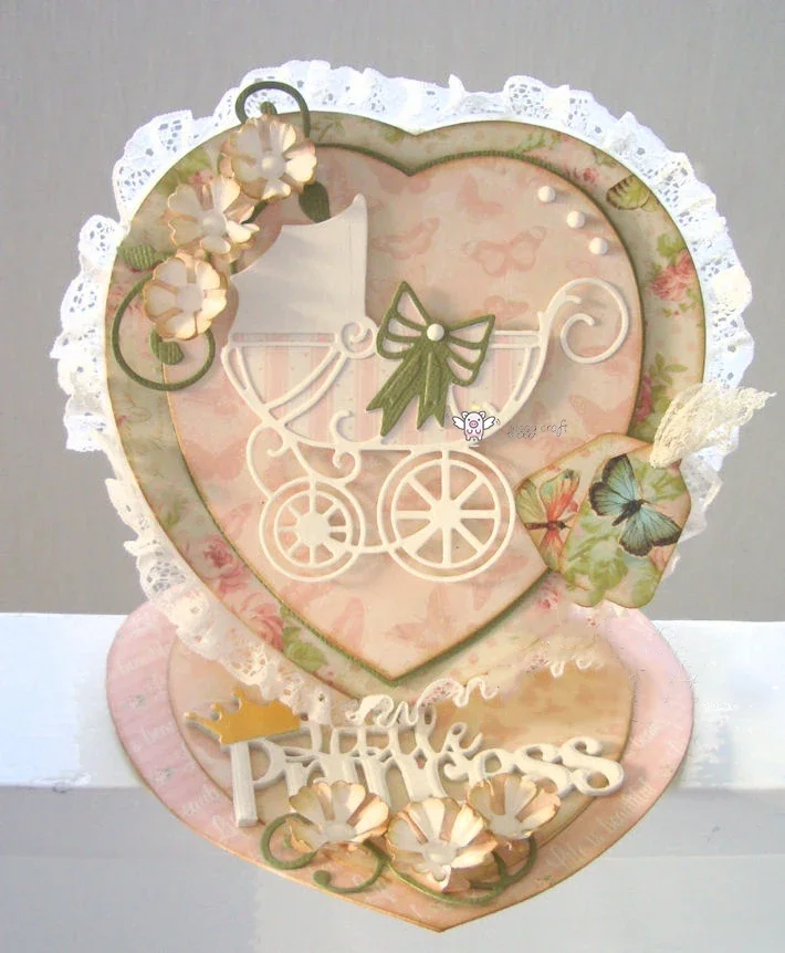Piggy Craft metal cutting dies cut die mold Bow baby stroller Scrapbook paper craft knife mould blade punch stencils dies