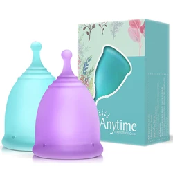 2PCS Anytime Menstrual Cup Menstrual Period Collector Tampon Pads Disc Alternative Feminine Hygiene Menstrual Cups