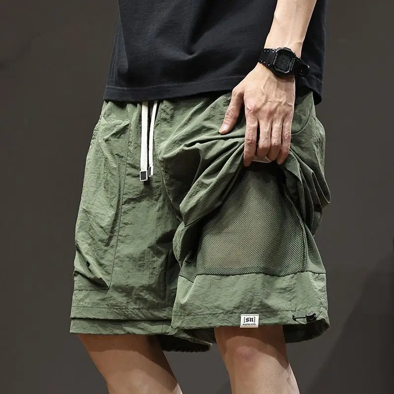 

Легкие летние рабочие брюки для мужчин из полиэстера, прямого кроя, длиной до колена, для активного отдыха