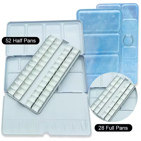 Empty Watercolor Palette, Metal Watercolor Tin with 28/52 Pans Paint Case with Lid Paint Box for Travel Gouache Oil Painting