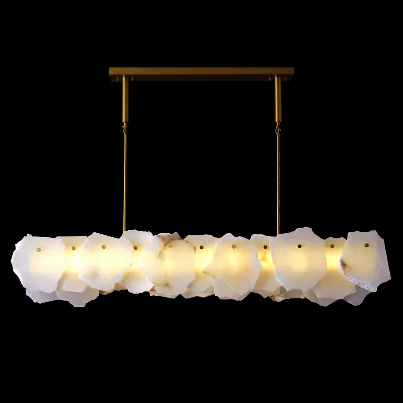 

High-end White Spanish Marble Chandeliers Lustres LED Lights Modern Villa Hanging Lamp for Ceiling Home Decor for Dining Room