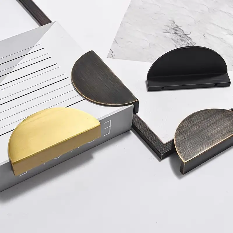 

Ретро винтажные 4 шт., полукруглые мебельные ручки из чистой латуни, ручки для выдвижных ящиков, шкаф, кухонный комод, ручки для ТВ-шкафа