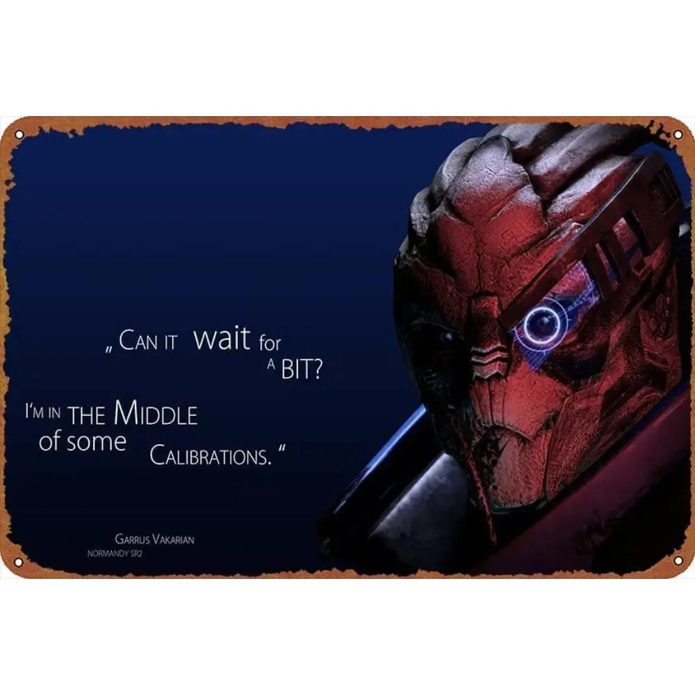 GarrusMassEffect Garrus Vakarian Mass Effect 2 Metal Tin Poster - Retro Video Game Decor, Home/Bar/Office Coffee Shop Wall Art