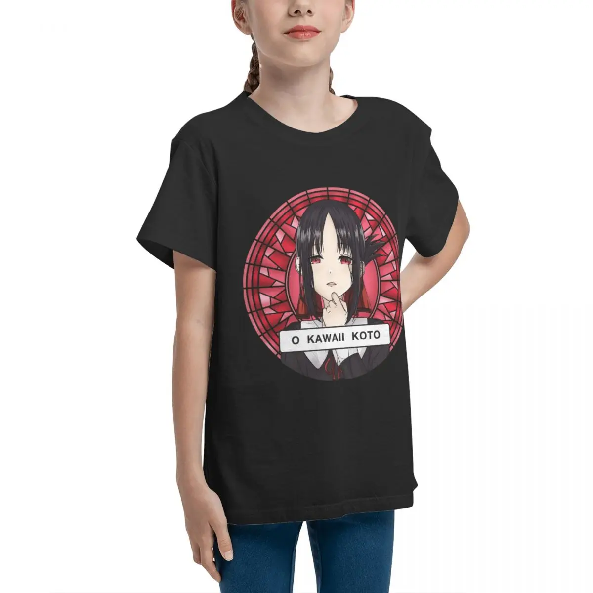 Kaguya Shinomiya Stained Glass From The Anime Kagu Vintage Home Teenagers Basic Short Sleeve T-Shirt Retro Tees Casual