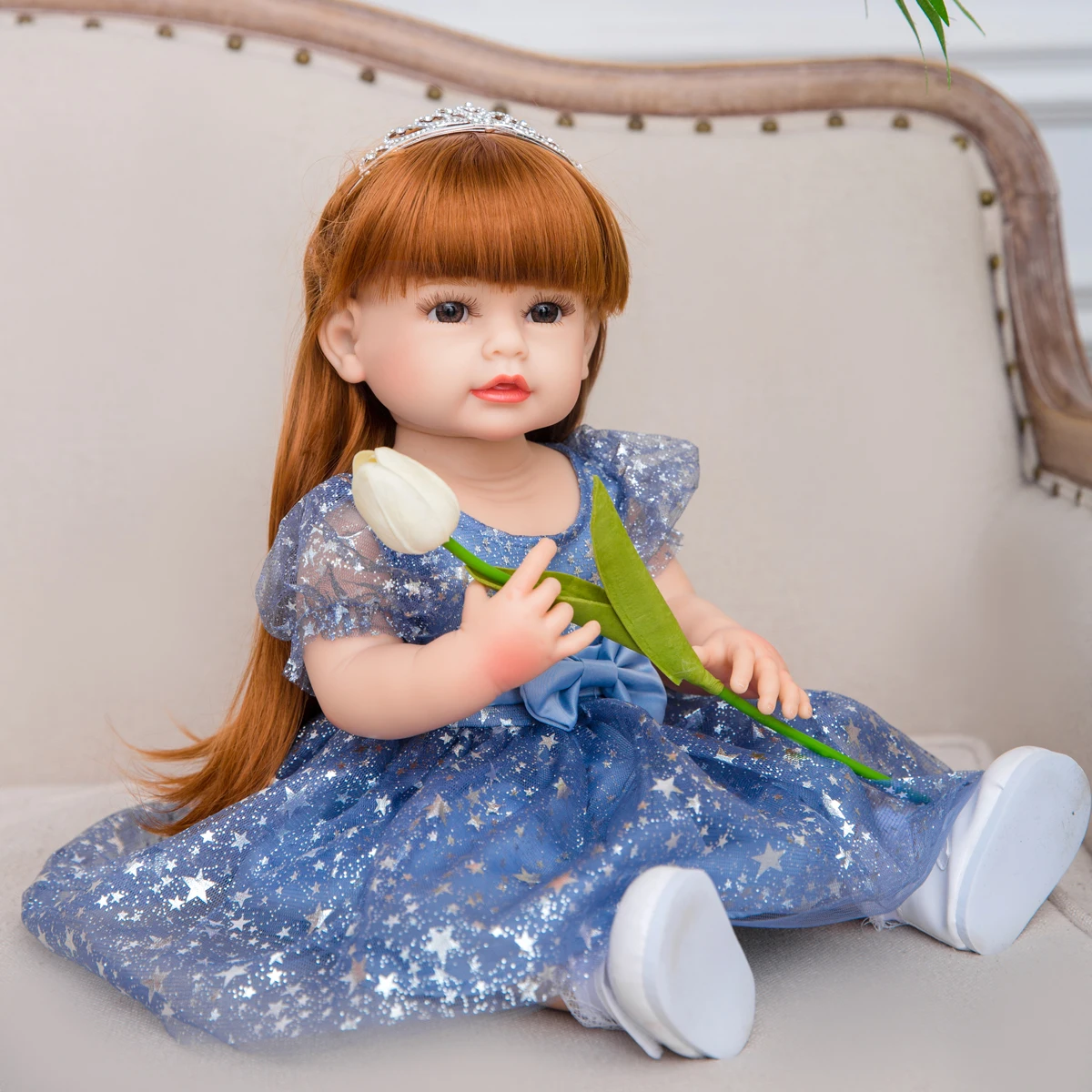 Wholesale And Retail Reborn Doll 22 inch Princess Doll Blue Starry Sky Skirt Birthday Gift Box Packaging