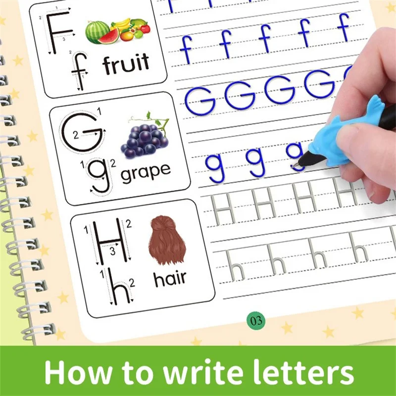 

1 книга, многоразовая практическая книга для дошкольников, 3-5 канавок, практика письма для детей, набор тетрадей для практики почерка