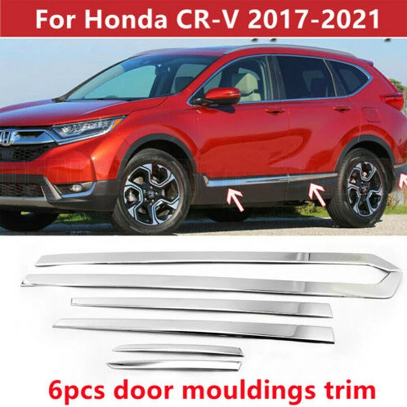 

6Pcs Car Stainless Steel Door Lower Side Body Molding Trim Cover Sticker Decora Set for Honda CR-V CRV 2017 2018 2019 2020 2021