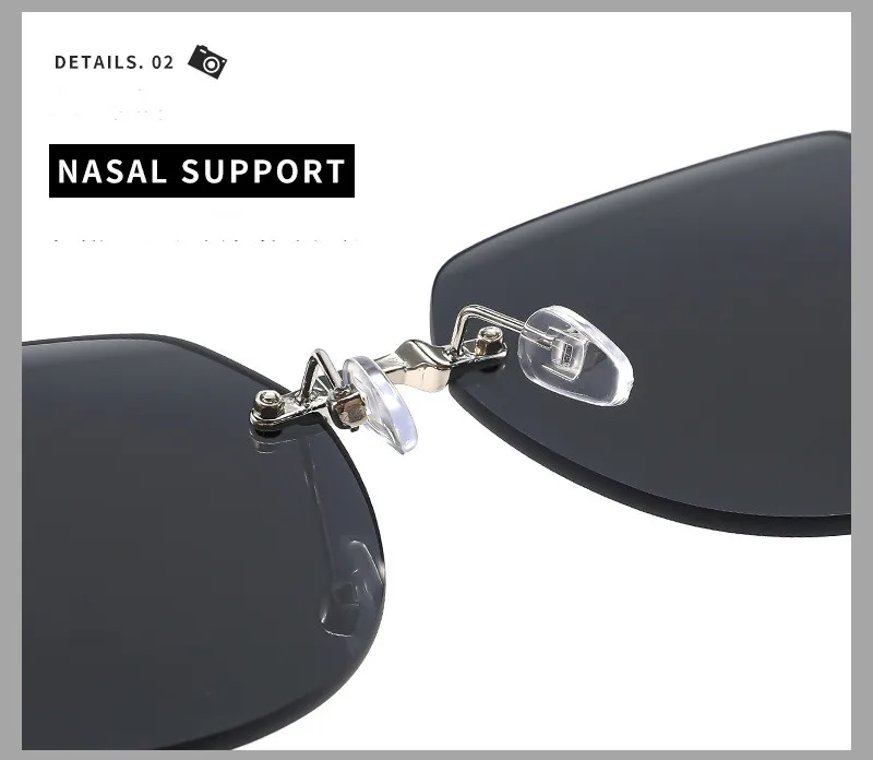 2025 Neue Große Rahmenlose Luxus-Sonnenbrille für Damen UV-Schutz Modische Kleine Sonnenbrille (DS-2402) – Detail 6