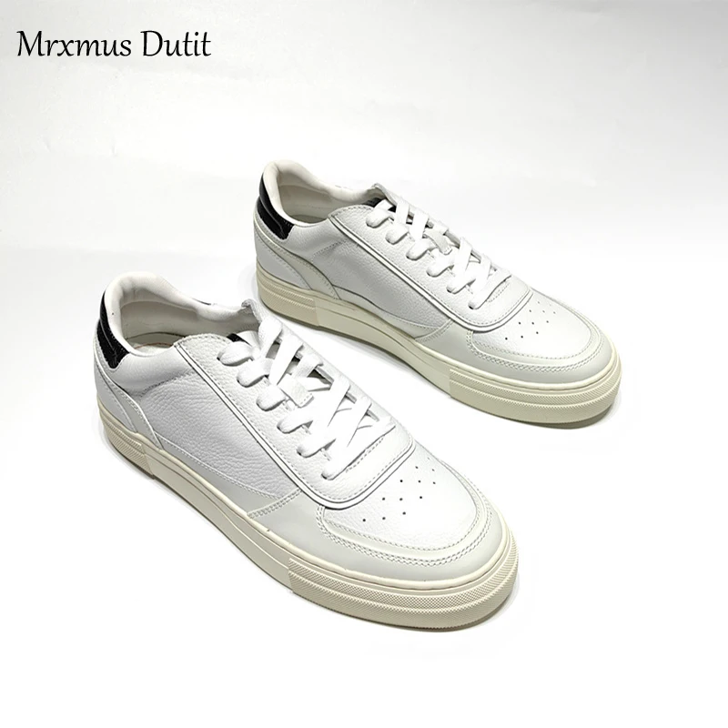 Mrxmus Dutit 2024 Spring Summer Fashion Men New Genuine Leather Flat Lacing Sneaker Casual Versatile Simple Commute Shoes Male