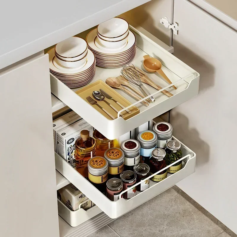 

Kitchen Cabinets with Slide Rails Free of Installation of Storage Tray Cabinet Dish Rack Spice Kitchen Box Storage Rack