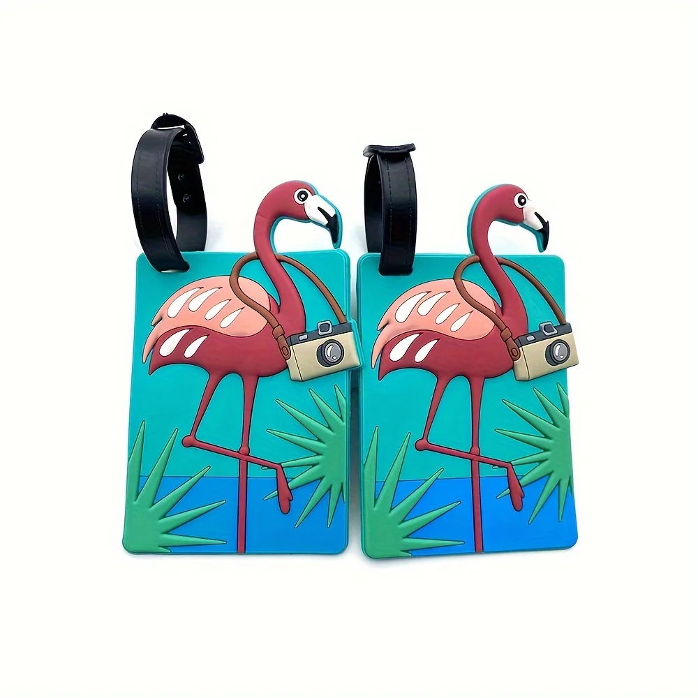 1 قطعة لطيف الإبداعية فلامنغو علامة الأمتعة قائمة بطاقة الصعود ، حقائب الظهر الذكور والإناث مع علامات الأمتعة #5