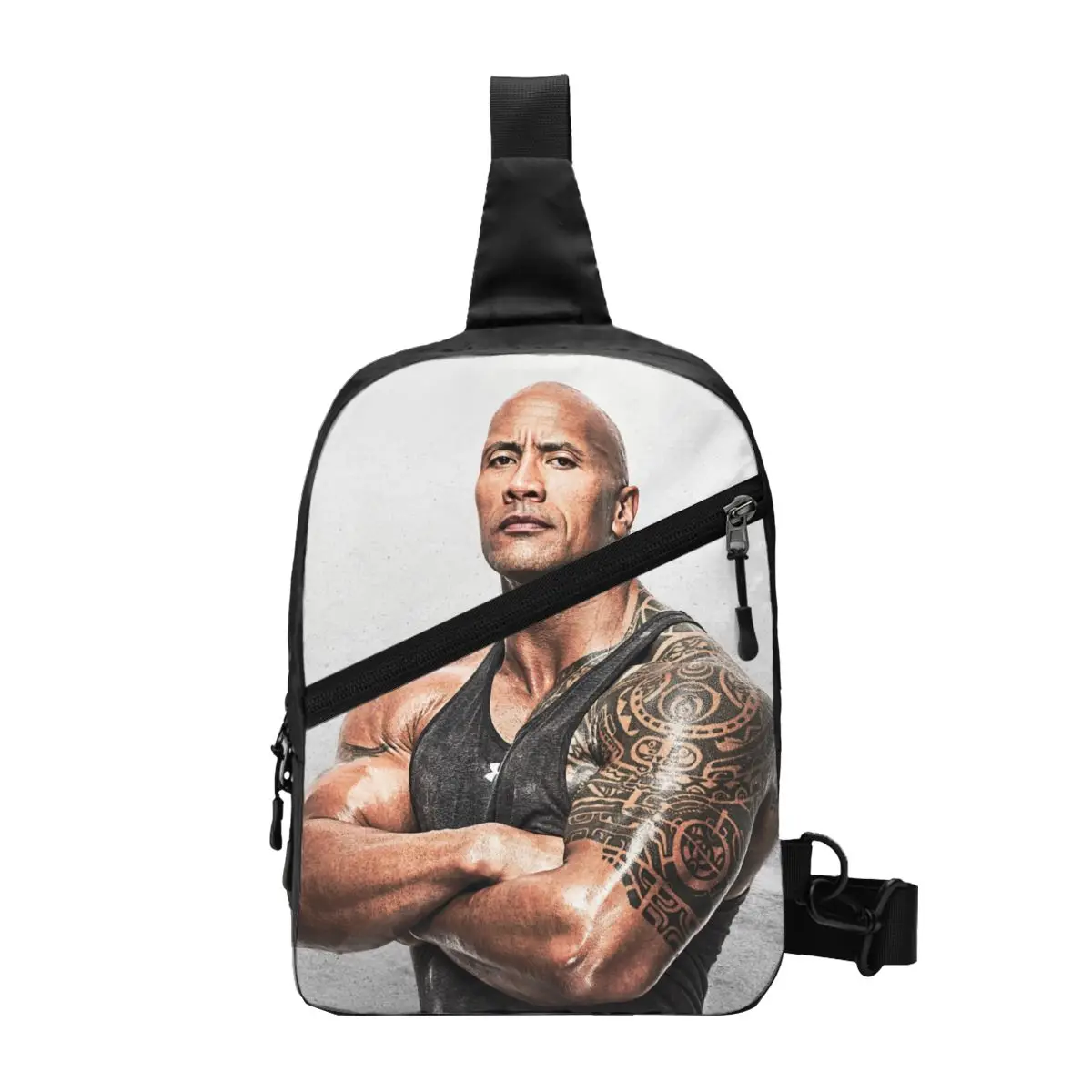 Sac à dos Cool The Rock Face Dwayne pour hommes, bandoulière, célèbre acteur Johnson, initié, poitrine, voyage