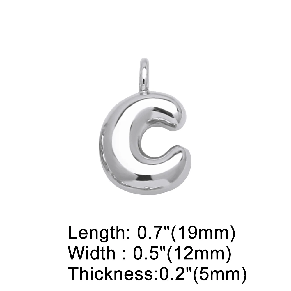OCESRIO Polish Mini Silver Color Ballon Initial Letter Necklaces Pendant Copper Gold Plated Jewelry Making Supplies pdtb520