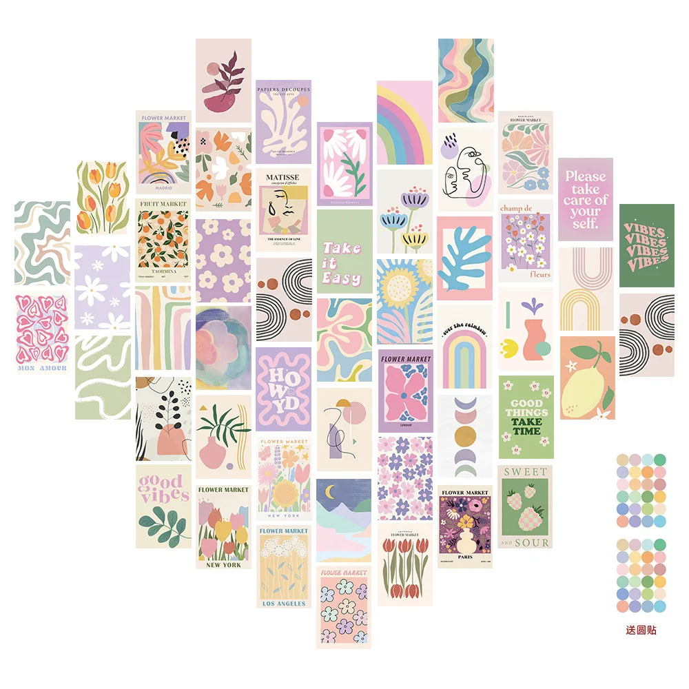 

50 шт., эстетический постер, картина, пастораль, аниме, сделай сам, наклейки, декор, художественная печать, настенный коллаж, комплект для спальни, граффити, наклейки