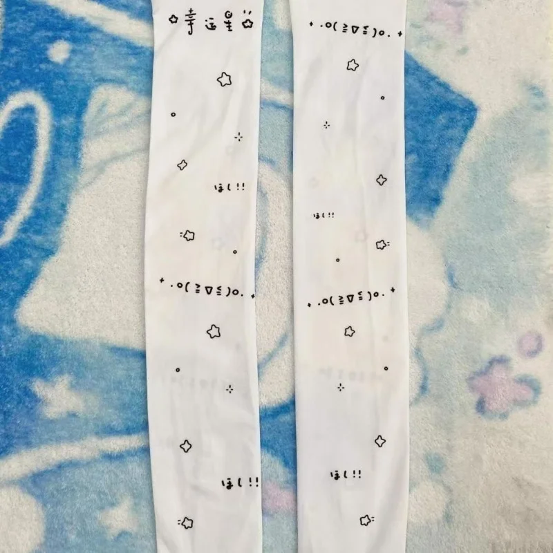 Белые сексуальные субкультуры, милые длинные носки с мультяшным принтом, Haraiuku, чулки выше колена, высокие чулки Y2K, женские носки для косплея Kawaii