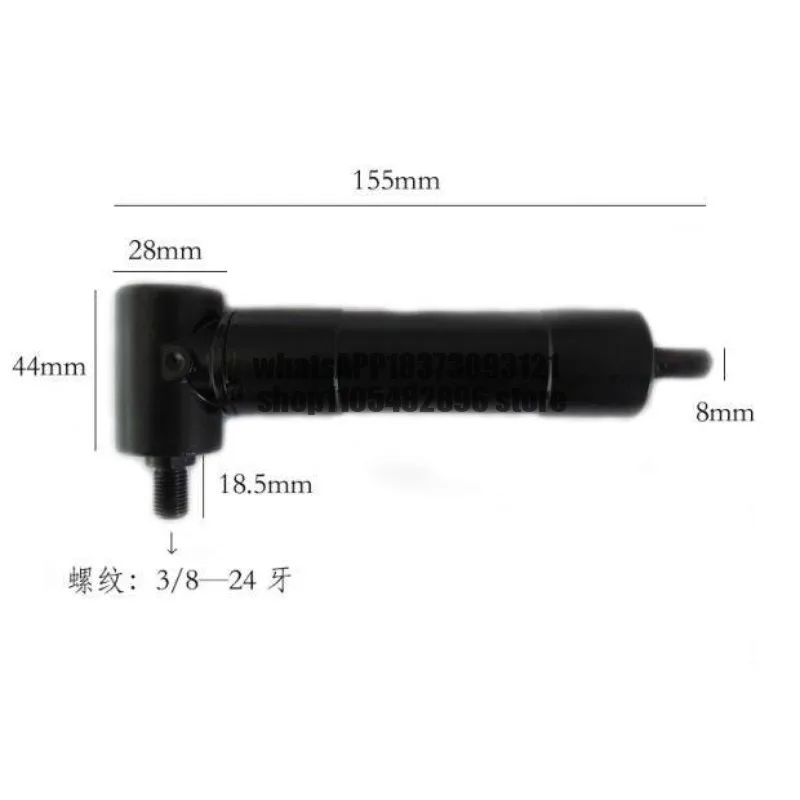 Right-angle cornering device, professional response to narrow spaces, connected to electric drills and other power tools