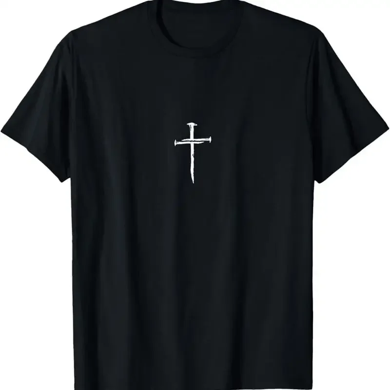 Christian Minimalist Religious Jesus Crist Three Nails Cross T Shirt