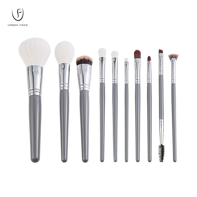 

Grey Cosmetic Brush Set 10pcs Eyeshadow Eyeliner Blush Concealer Foundation Lip Eye Cosmetic Face Beauty Tool