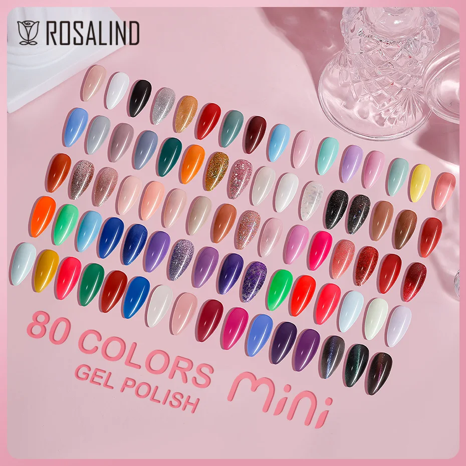 ROSALIND 80 สีเล็บเจลกึ่งถาวรเจล UV HYBRID เคลือบฐาน Top Coat Soak Off เล็บเจลเล็บเคลือบใหม่