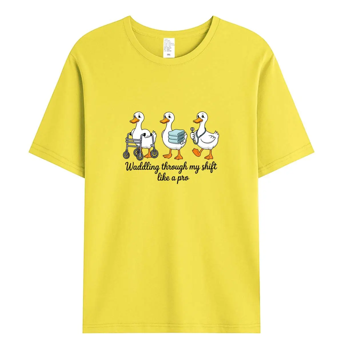 เสื้อยืดผู้หญิงผ้าฝ้าย 100% ลายกราฟิกพยาบาลห่านตลก เสื้อยืดโอเวอร์ไซส์แขนสั้นสำหรับฤดูร้อน เสื้อยืดผู้หญิง เสื้อผ้า