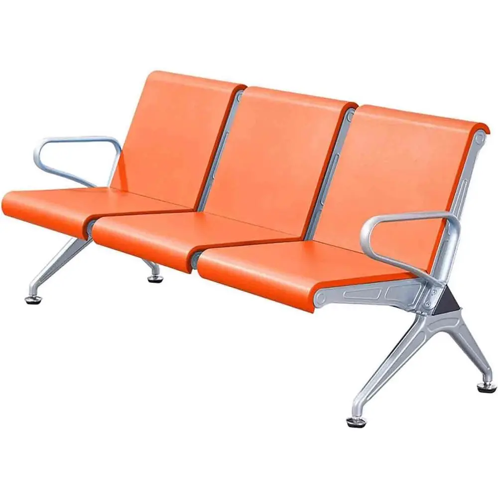 

3-Seater Orange Waiting Area Bench with Arms for Office, Guest, and Public Spaces