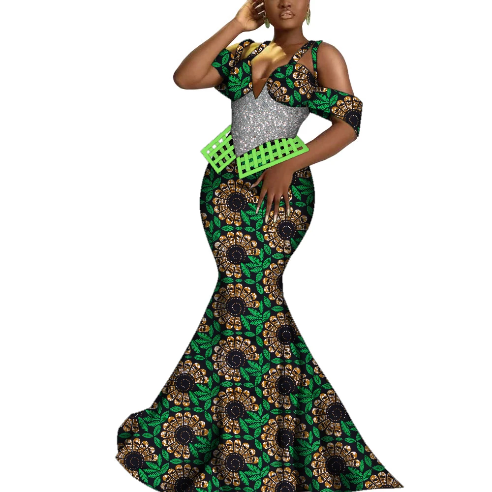 Fashion Robe Africaine Dashiki African Dresses for Women Ankara Print Party Evening Gowns Elegant Maxi Long Lady Dresses WY1051