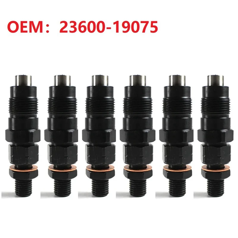 6 Piece 6 Cylinder Fuel Injector 23600-19075 Black Metal Fit For Toyota Land Cruiser HZJ105 1998-2007 Engine Injector Nozzles