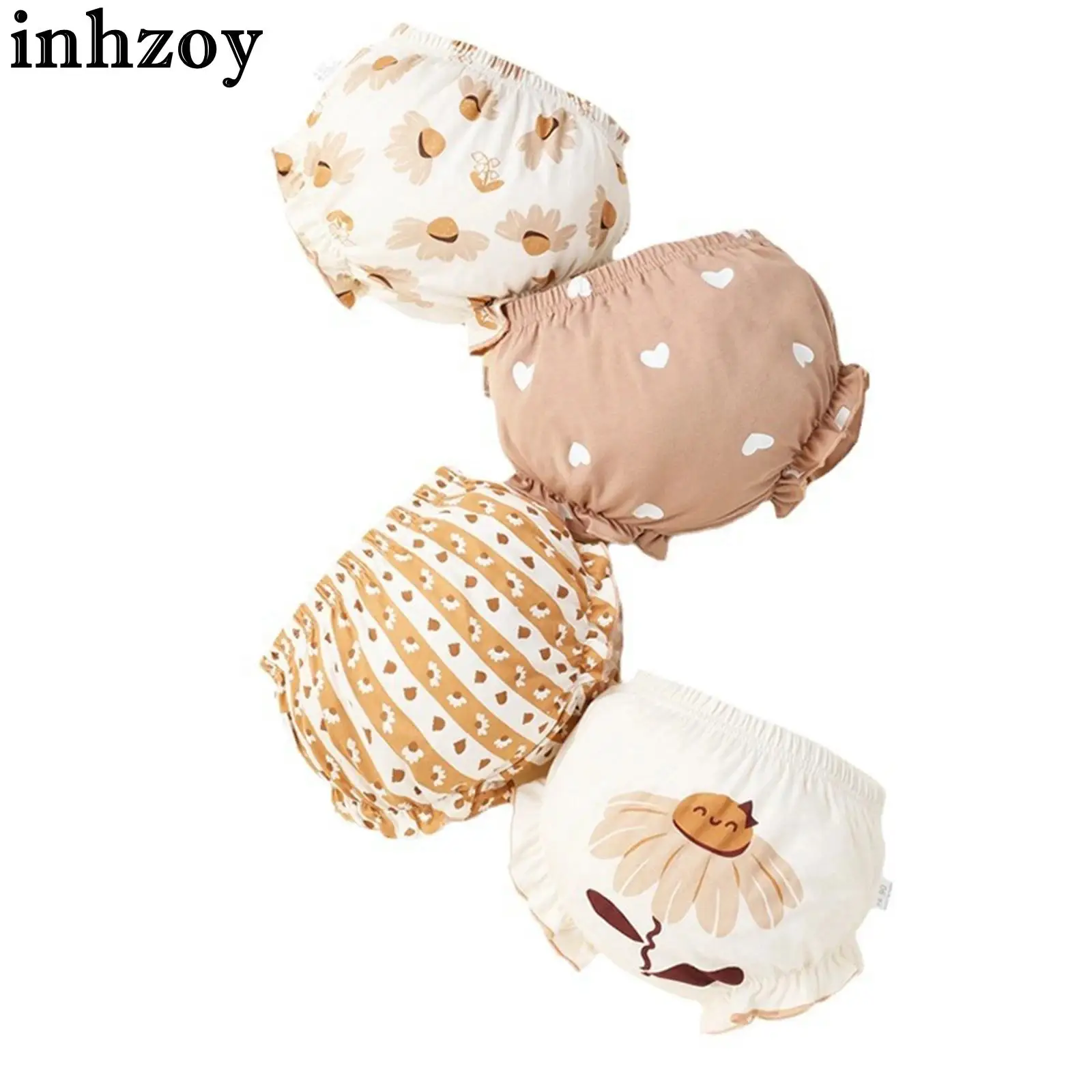 

Infant Girls Training Underpants 4pcs Cotton Ruffle Briefs Diaper Cover Washable Reusable Nappies Bread Pants Shorts Underwear