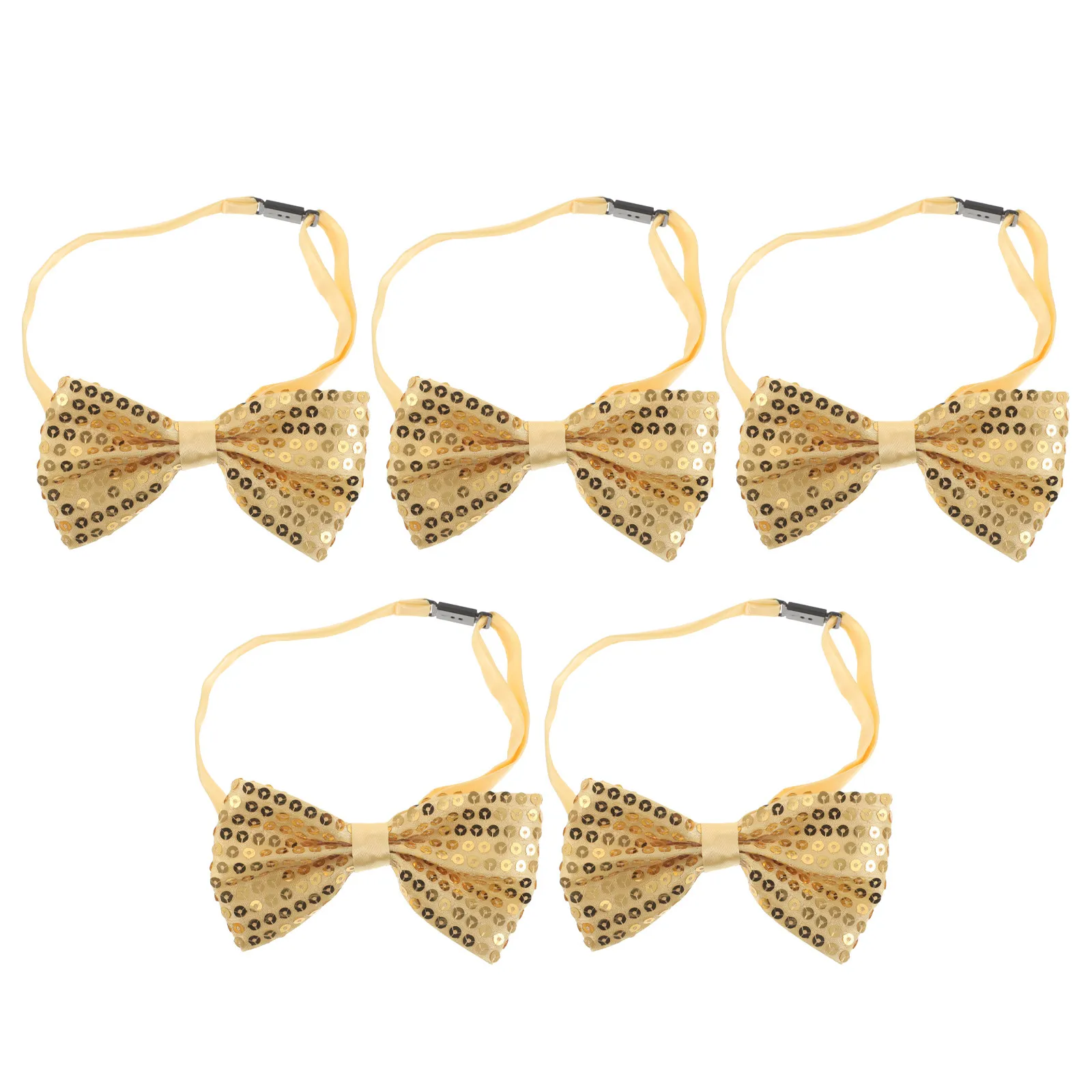 

5Pcs Children's Sequin Bow Ties Pre-Tied Adjustable Silver Large Sparkle Bow Tie for Costume Party Graduation Wedding