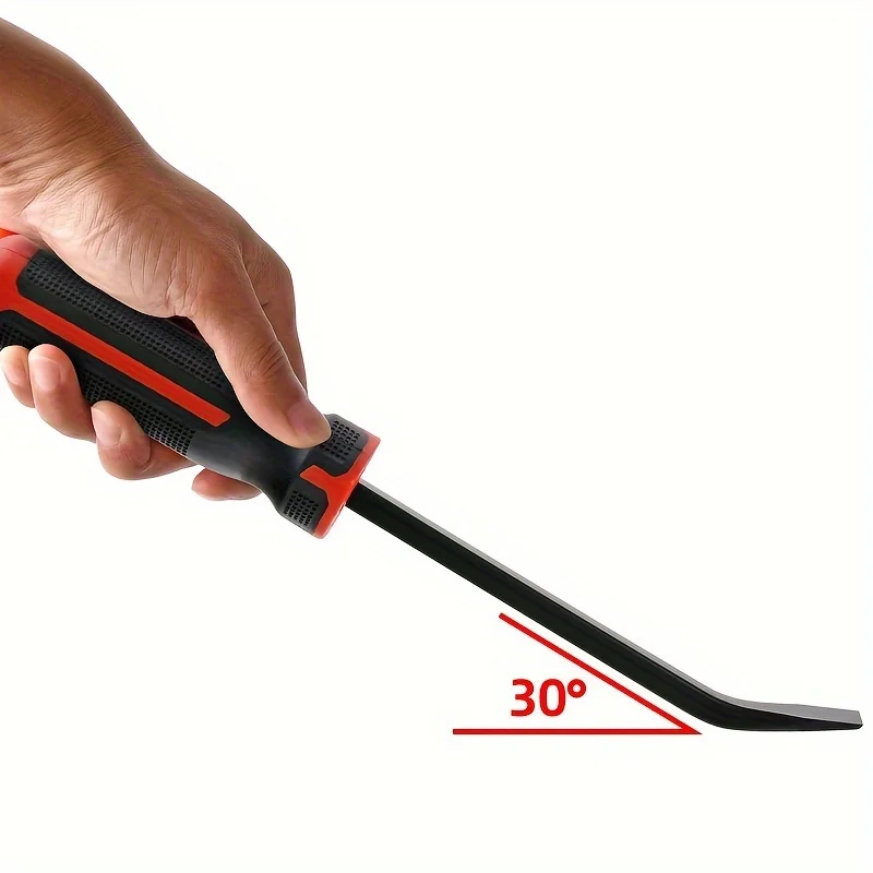 Hi-Spec 1pc Angled Tip Heavy Duty Pry Bar 8 12 18 Inch Curved Strike Cap Screwdriver Cowbar Multi Tool with Ergonomic Handle