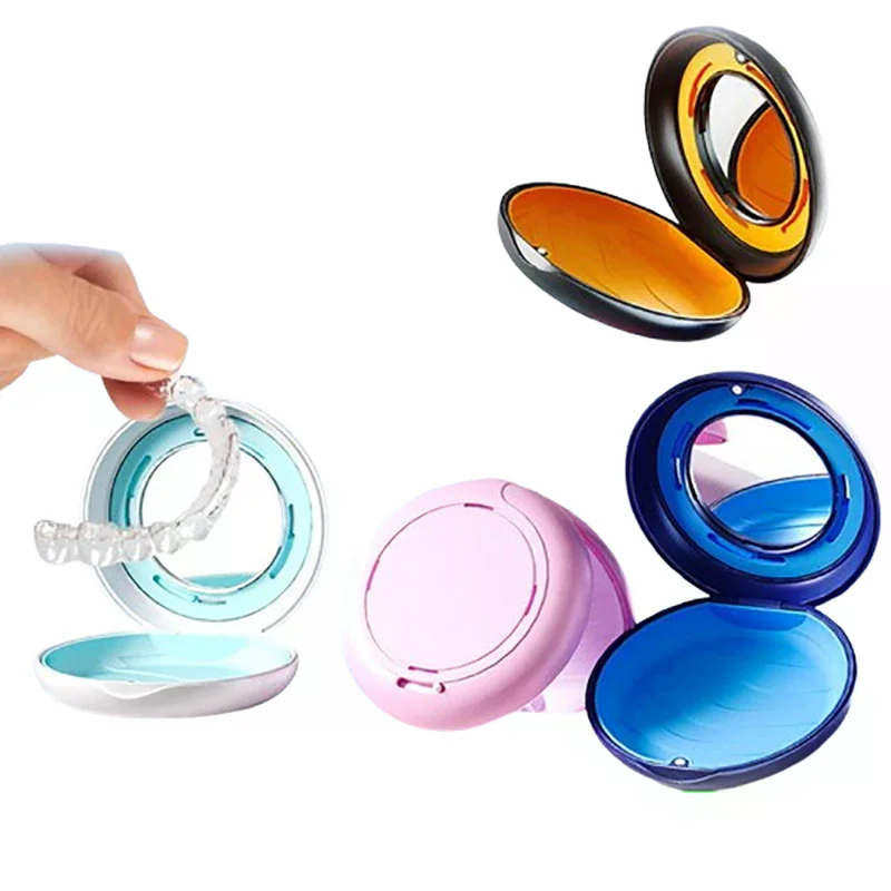 Dental Invisible Braces Retainer Box With Mirror Mouth Guard Orthodontic Case Denture Storage Aligner Case Oral Hygiene Organize