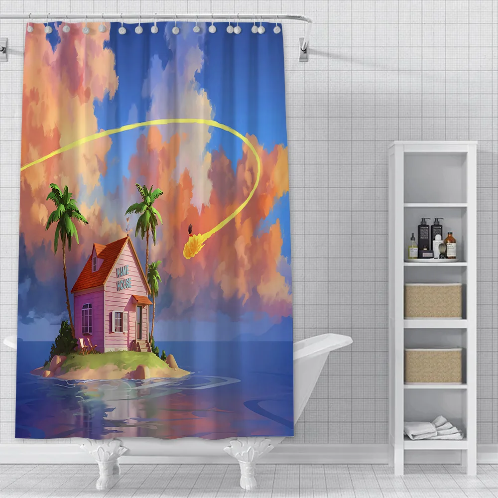 Anime B-balls Shower Curtain Waterproof Polyester Fabric Paint Bath Curtains B-balls Bathroom Decor D-dragons Curtain With Hook