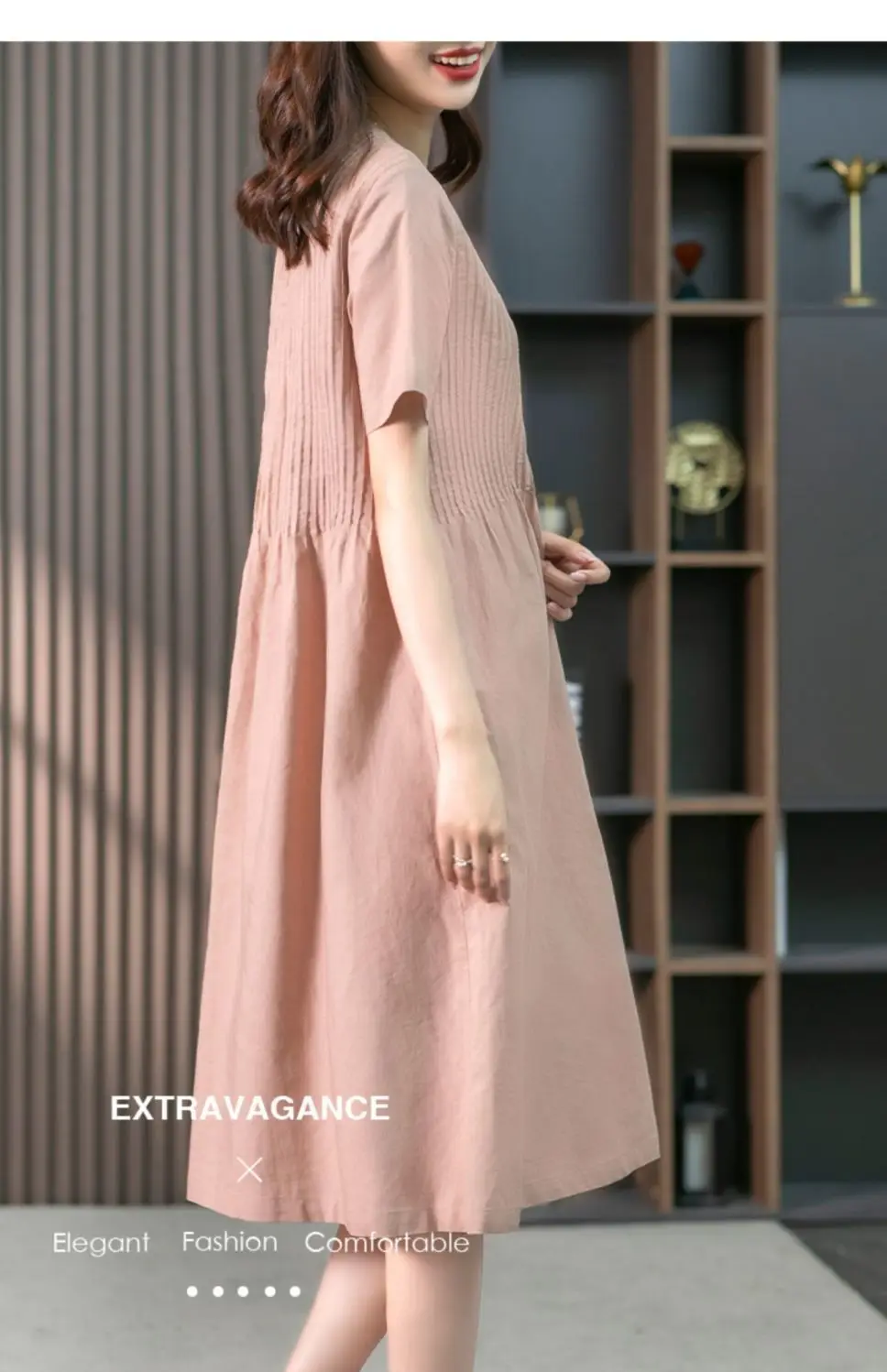 2026 New Cotton Linen Loose Dress Summer Women's Long O-neck Vestidos Female Korean Solid Color Loose A-line Dresses B868
