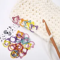 24/10Pcs Colorful Cat Ears Metal Knitting Crochet Locking Stitch Markers DIY Weaving Knitting Sewing Tools Accessories