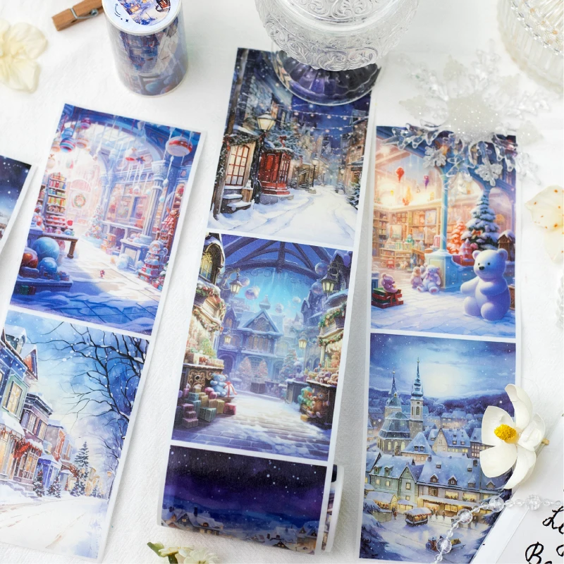 6 Stile 80 mm * 200 cm/Rolle mehrere Szenenzeichnungen Zerreißbares Washi-Klebeband DIY handgemachtes Material Sammelalbum Hintergrunddekoration