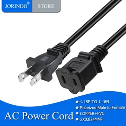 JORINDO US AC Power Extension Cable Cord 2-Prong Polarized Male to Female Extension Cord for Nema 1-15P to 1-15R 0.5M/1.5M