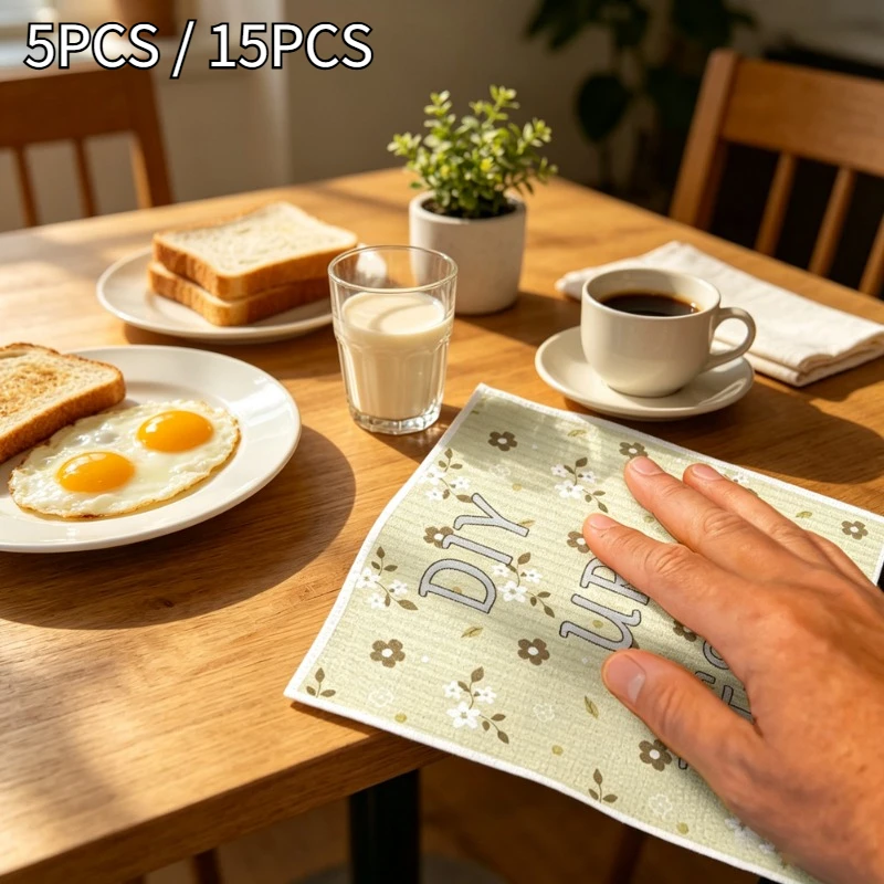 5PCS/15PCS Custom Swedish Dish Cloths, Personalized Dish Towels with Your Own Photo, Text or Logo, Fast Drying, Reusable