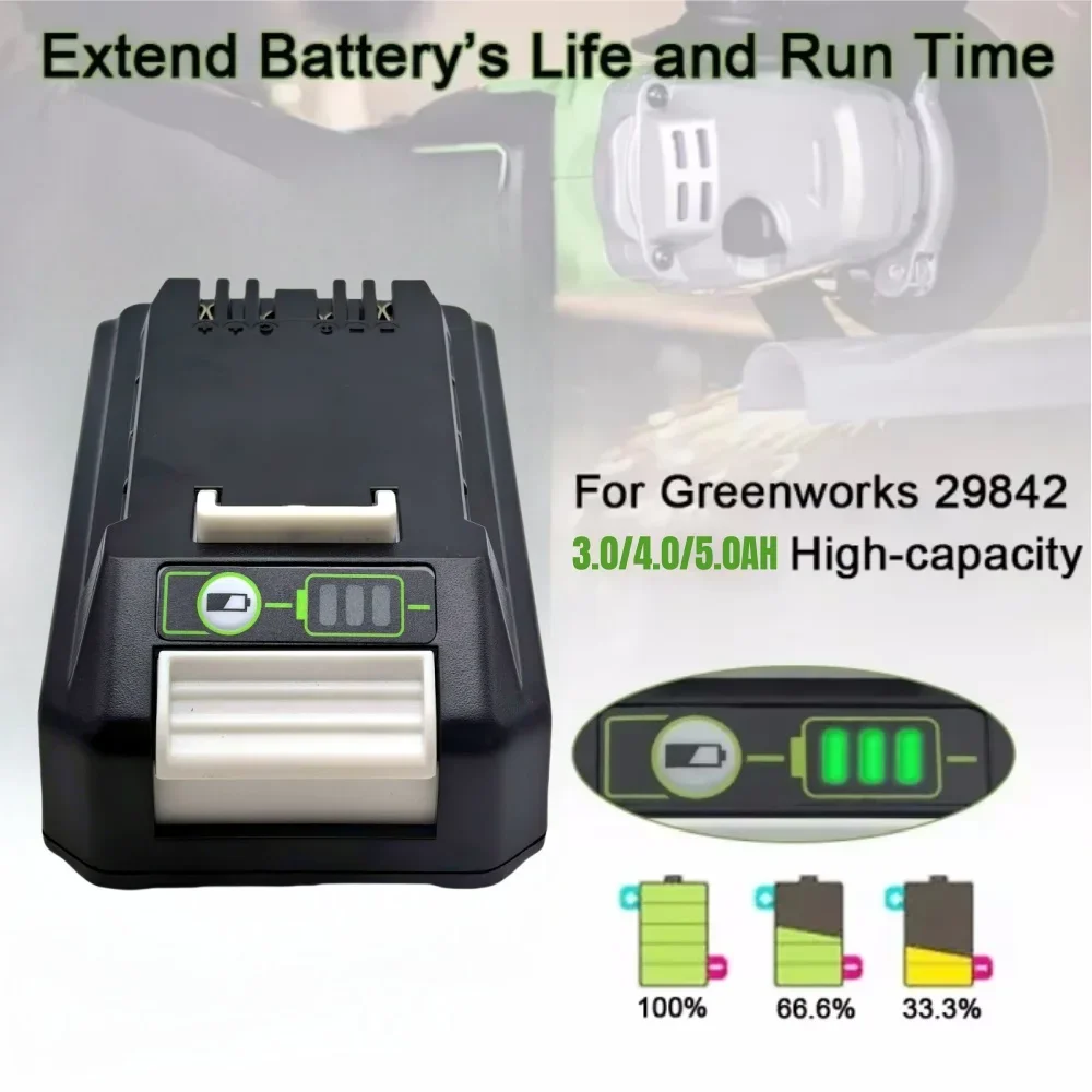 

Сменный литий-ионный аккумулятор 24 В 3,0/4,0/5,0 Ач G24B2 для Greenworks всех устройств инструментов 24 В 29842 29852 BAG708 29322 21342