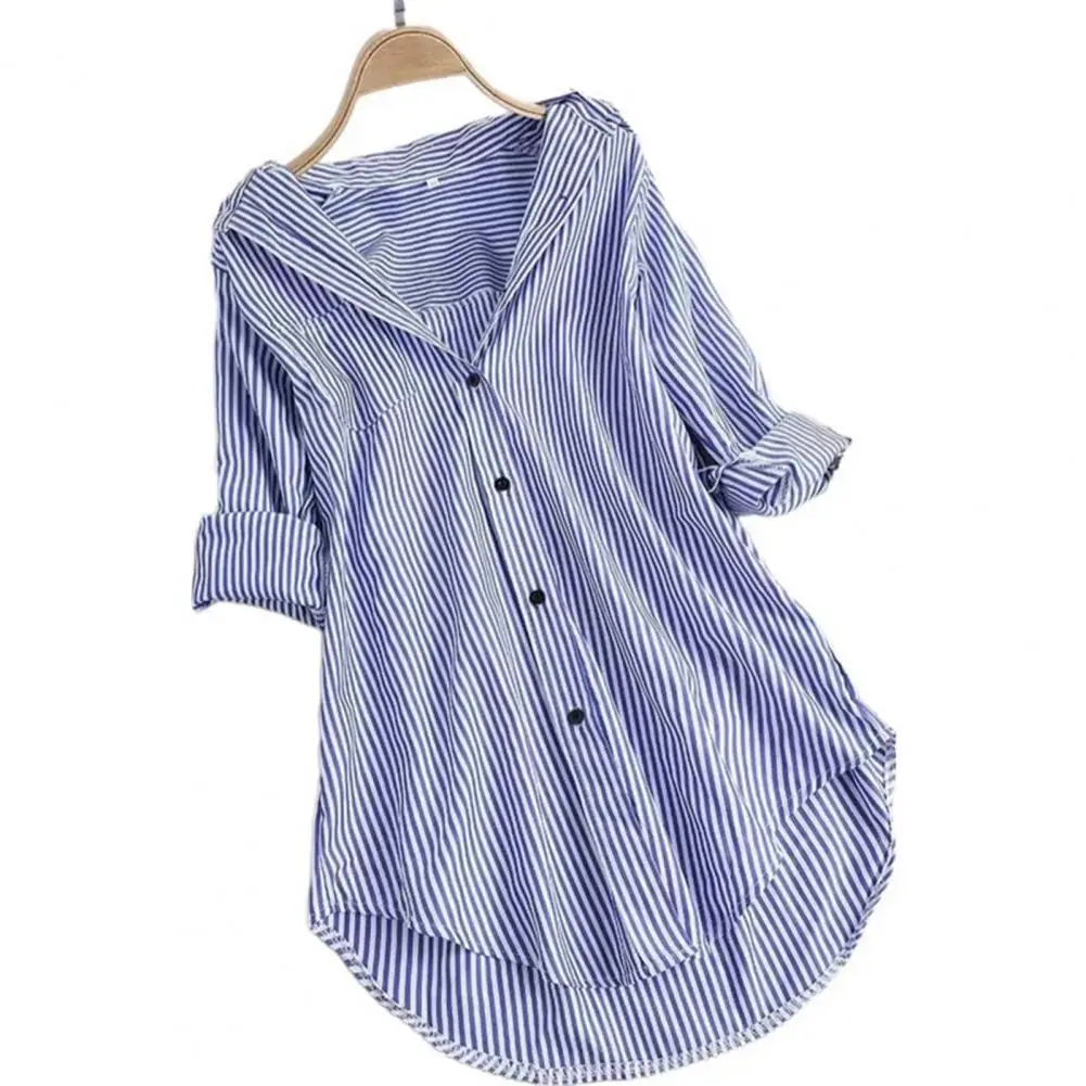 Trendy Women Top M to 4XL Women Shirt Striped Casual Loose Ladies Shirt Blouse  Womenswear