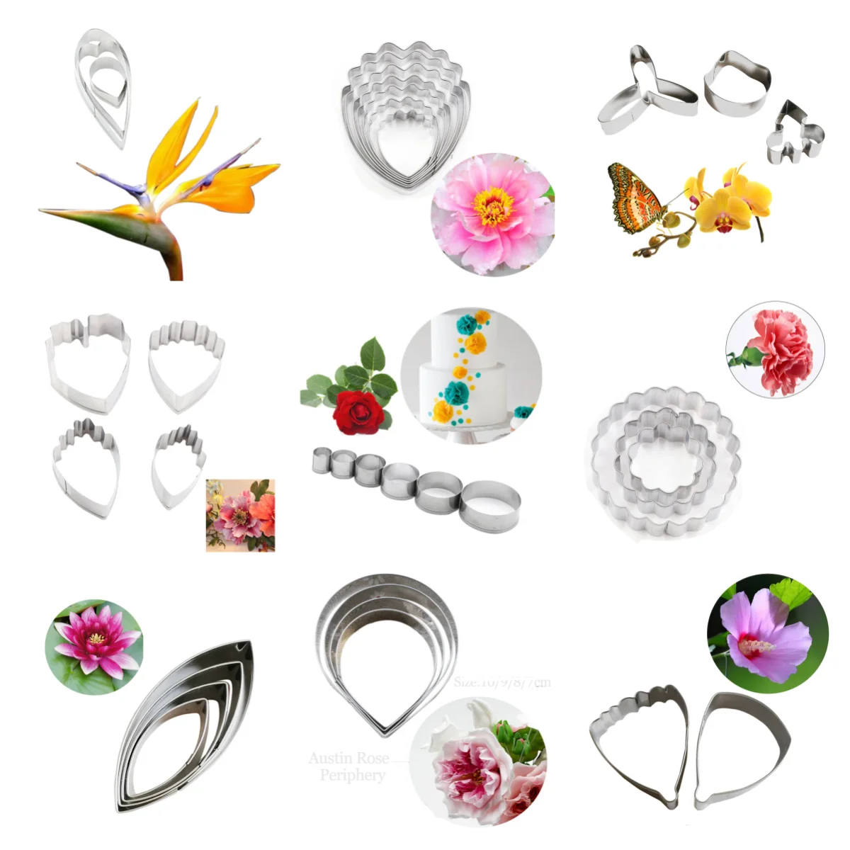 17 Styles Flower Leaf Petal Cutting Dies Fondant Sugarcraft Mould Clay Cake Decorating Tools Gumpaste Candy Surgarcraft  Cutters