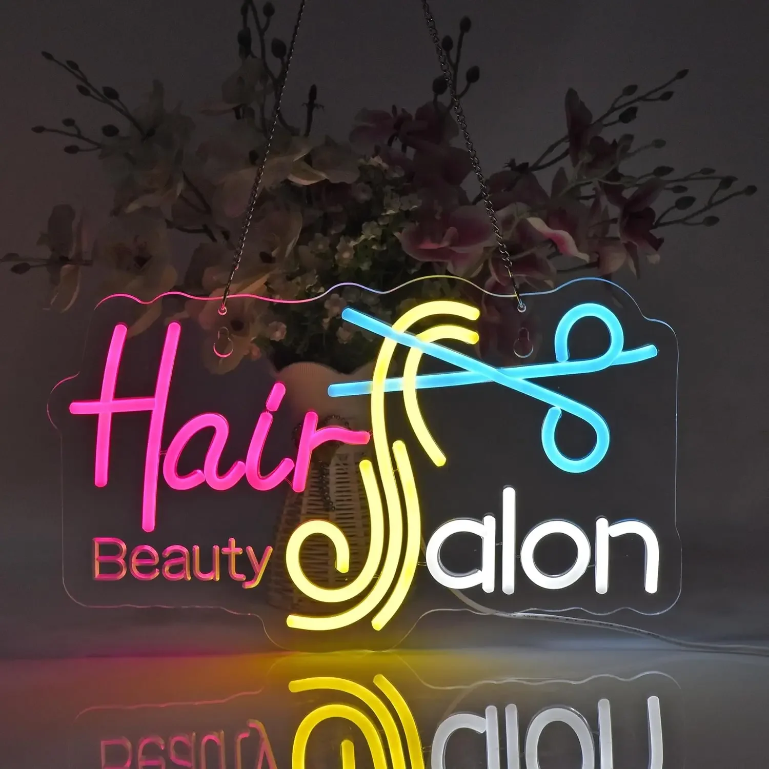 Hair Salon Neon Sign LED Neon Lights Hanging Wall Art Decoration Business Beauty Makeup Room Barber Shop Lash Studio USB Powered