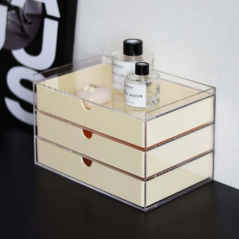 Acrylic Organizer Single Layer Combinable Makeup Jewelry Drawer Multifunctional Travel Cosmetic Storage Box Dresser Bathroom