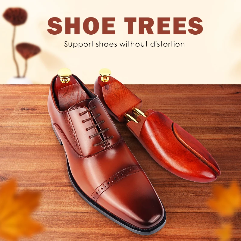 Repacego 1 Pair Adjustable Guger-tree Shoe Trees Solid Wood Men's Shoe Support Knob Shaping Women's Shoe's Care Stretcher Shaper